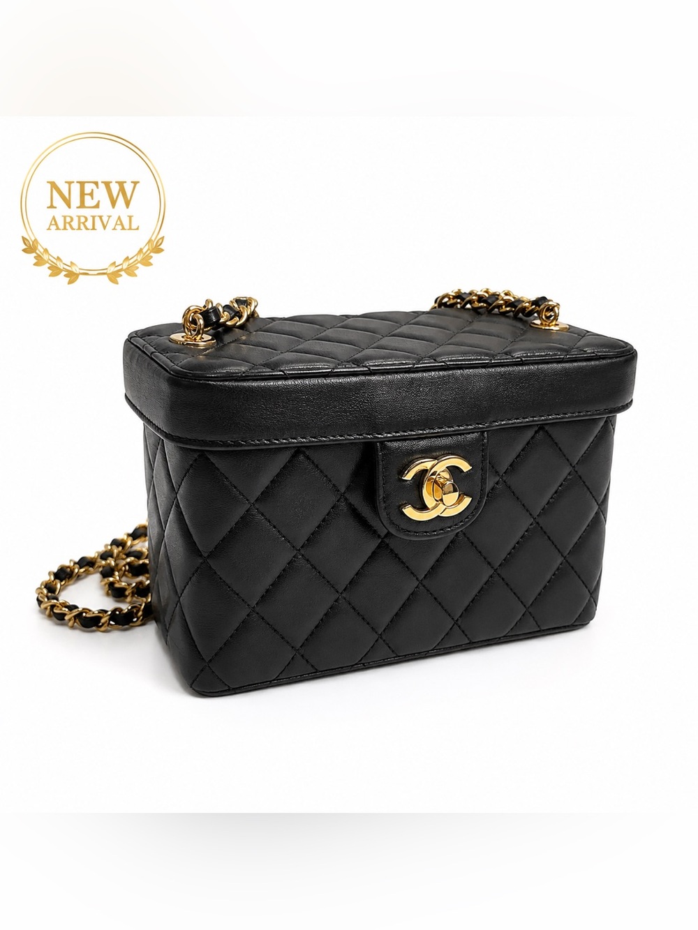 👜  Women’s Black Quilted Vanity Case Bag – New 👜